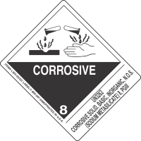 UN3262 Corrosive Solid, Basic, Inorganic, N.O.S. (Sodium Metasilicate) 8, PGIII