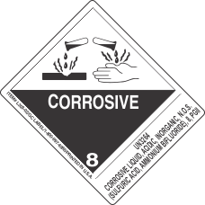 UN3264 Corrosive Liquid, Acidic, Inorganic, N.O.S. (Sulfuric Acid, Ammonium Bifluoride), 8, PGII