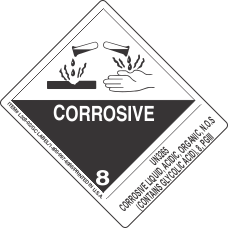 UN3265 Corrosive Liquid, Acidic, Organic, N.o.s (Contains Glycolic Acid), 8, PGIII