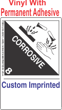 Corrosive Class 8 Custom Imprinted Shipping Name (Extended) Vinyl Labels