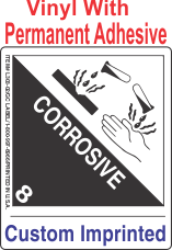 Corrosive Class 8 Custom Imprinted Shipping Name Vinyl Labels