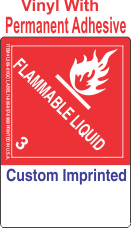 Flammable Class 3 Custom Imprinted Shipping Name (Extended) Vinyl Labels