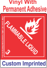 Flammable Class 3 Custom Imprinted Shipping Name Vinyl Labels