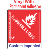 Flammable Class 3 Custom Imprinted Shipping Name Vinyl Labels