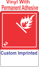 Flammable Gas Class 2.1 Custom Imprinted Shipping Name (Extended) Vinyl Int Wordless Labels
