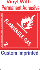 Flammable Gas Class 2.1 Custom Imprinted Shipping Name (Extended) Vinyl Labels