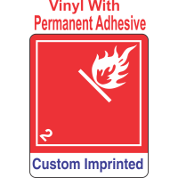 Flammable Gas Class 2.1 Custom Imprinted Shipping Name Vinyl Int Wordless Labels