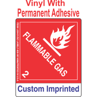 Flammable Gas Class 2.1 Custom Imprinted Shipping Name Vinyl Labels