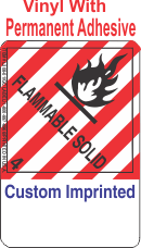 Flammable Solid Class 4.1 Custom Imprinted Shipping Name (Extended) Vinyl Labels