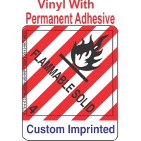 Flammable Solid Class 4.1 Custom Imprinted Shipping Name Vinyl Labels