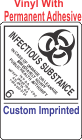 Infectious Substance 6.2 Custom Imprinted Shipping Name (Extended) Vinyl Labels
