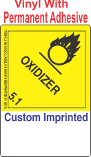Oxidizer Class 5.1 Custom Imprinted Shipping Name (Extended) Vinyl Labels