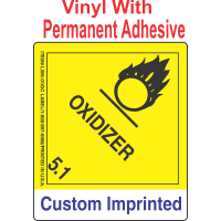 Oxidizer Class 5.1 Custom Imprinted Shipping Name Vinyl Labels