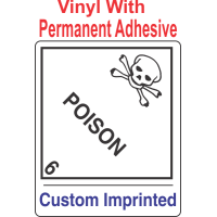 Poison Class 6.2 Custom Imprinted Shipping Name Vinyl Labels