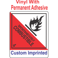 Spontaneously Combustible Class 4.2 Custom Imprinted Shipping Name Vinyl Labels