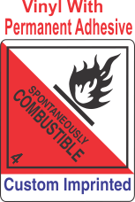 Spontaneously Combustible Class 4.2 Custom Imprinted Shipping Name Vinyl Labels