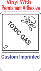 Toxic Gas Class 2.3 Custom Imprinted Shipping Name (Extended) Vinyl Labels