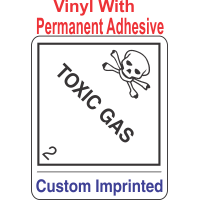 Toxic Gas Class 2.3 Custom Imprinted Shipping Name Vinyl Labels