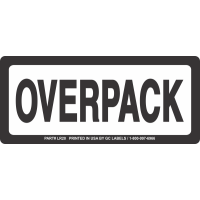 Black and White OVERPACK Labels 6in x 2.5in