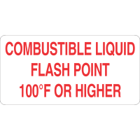 Combustible Liquid Flash Point 100 Degree F or Higher Label