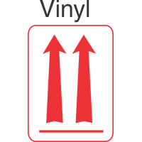 DOT Approved Red Up Arrow Orientation Label Vinyl