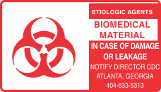 Etiologic Agent Biomedical Material Label