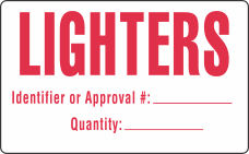 Lighters Identifier or Approval Number Labels