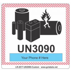 Lithium Battery Label LR27 2017 UN3090 Custom