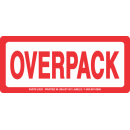 Red and White OVERPACK Labels 6in  x 2.5in