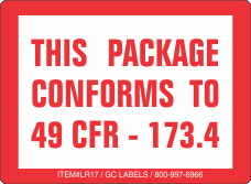 This Package Conforms to 49 CFR 173.4