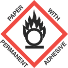 1 inch x 1 inch GHS Flame Over Circle Paper Label