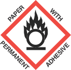 2 inch x 2 inch GHS Flame Over Circle Paper Label