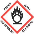 4 inch x 4 inch GHS Flame Over Circle Paper Label
