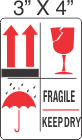 Pictorial Fragile and keep Dry Label 3in x 4in