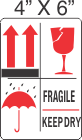 Pictorial Fragile and keep Dry Label 4in x 6in