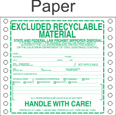 Excluded Recyclable Material Paper Labels HWL385P