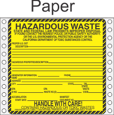 Hazardous Waste California Paper Labels HWL200CAP