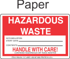 Hazardous Waste HWA-6x4 Paper Labels