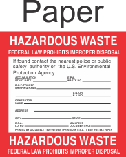 Hazardous Waste HWL-4x4 Paper Labels