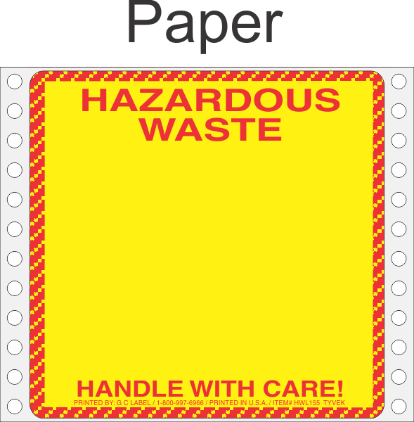Non-Regulated Waste Paper Labels HWL255P GC Labels-HWL255P Package of 500 fan-folded labels 