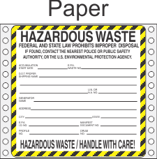 Hazardous Waste Paper Labels HWL410P