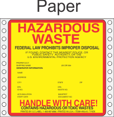 Hazardous Waste Paper Labels HWL415P