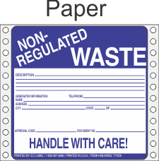 Non-Regulated Waste Paper Labels HWL255P