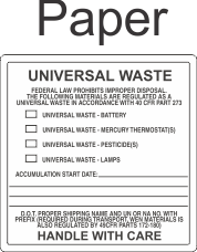 Universal Waste UWL44 Paper Labels