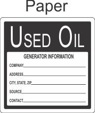 Used Oil Epa-Used-Oil Paper Labels