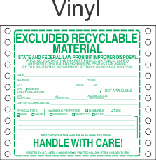 Excluded Recyclable Material Vinyl Labels HWL385V