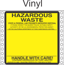 Hazardous Waste California Vinyl Labels HWL150V