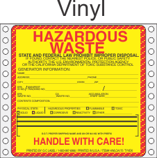 Hazardous Waste California Vinyl Labels HWL175V