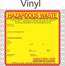 Hazardous Waste California Vinyl Labels HWL415CAV