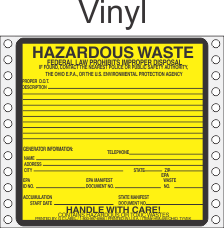 Hazardous Waste Ohio Vinyl Labels HWL485OHV